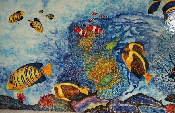 panneau décoratif : aquarium poissons sur lave